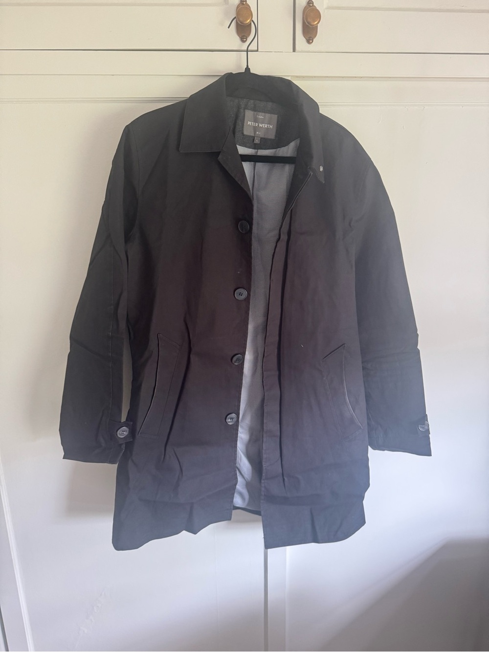 Peter Werth Men's Black Single-Breasted Lightweight Overcoat